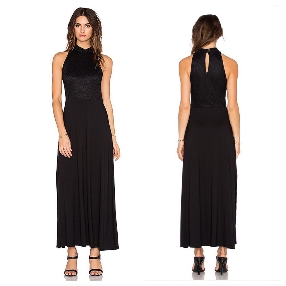 Three Dots Tara Black Halter Sleeveless Maxi Dress